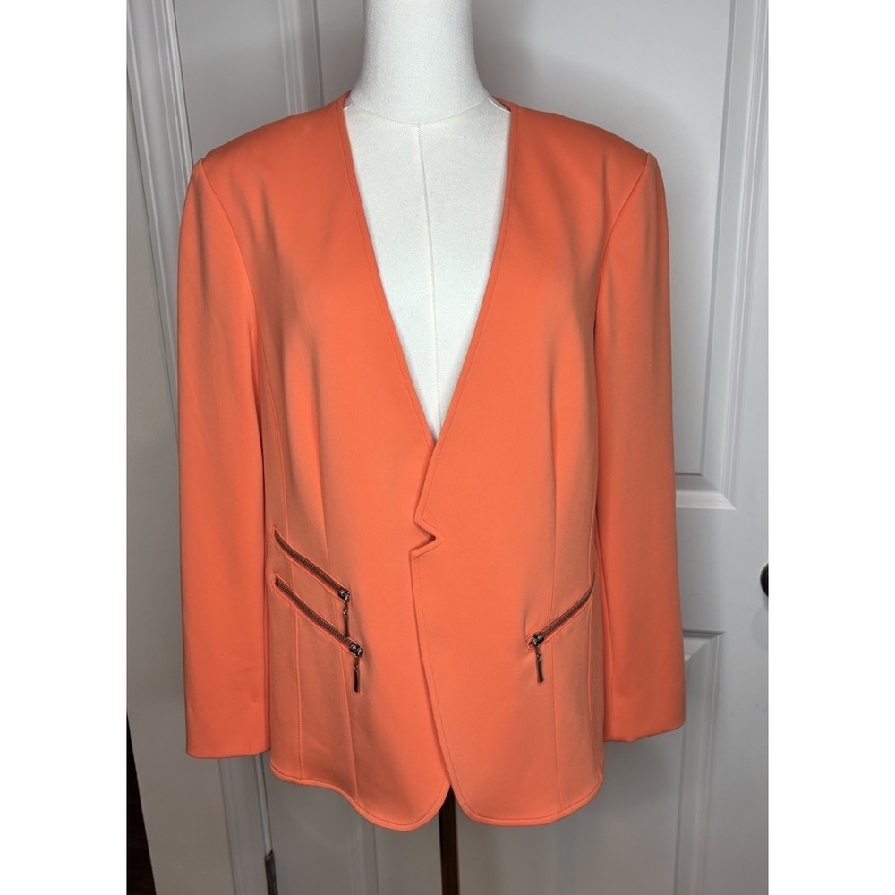 Iris Setlakwe Orange Stretch Jacket Zip Pockets Women's Size 14